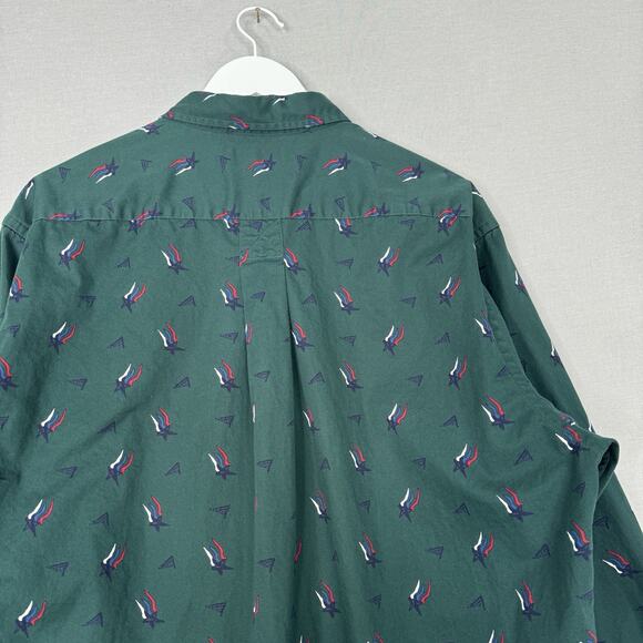 Vintage Stars & Stripes Mens Shirt XL Green Flag Print Western Patriotic Cowboy - Picture 7 of 12